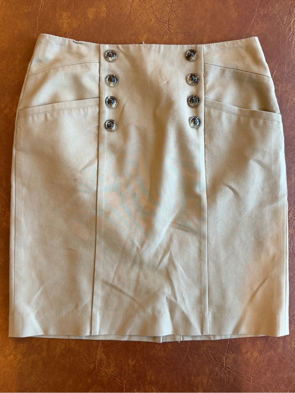 Banana Republic Tan Double-Button Pencil Skirt